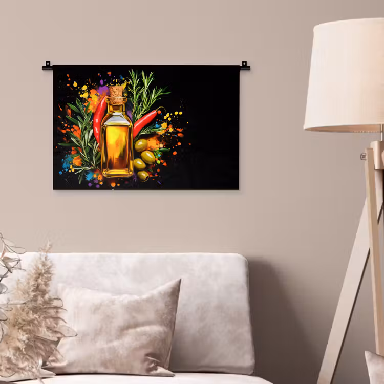 Wandkleed - Olijfolie - Graffiti - Peper - Olijven - Modern — 2