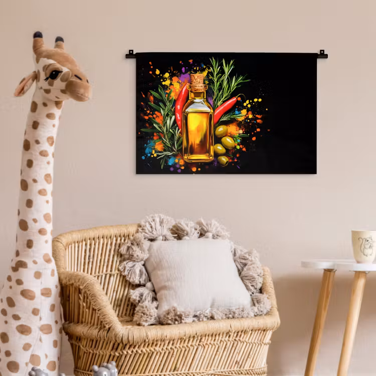 Wandkleed - Olijfolie - Graffiti - Peper - Olijven - Modern — 5
