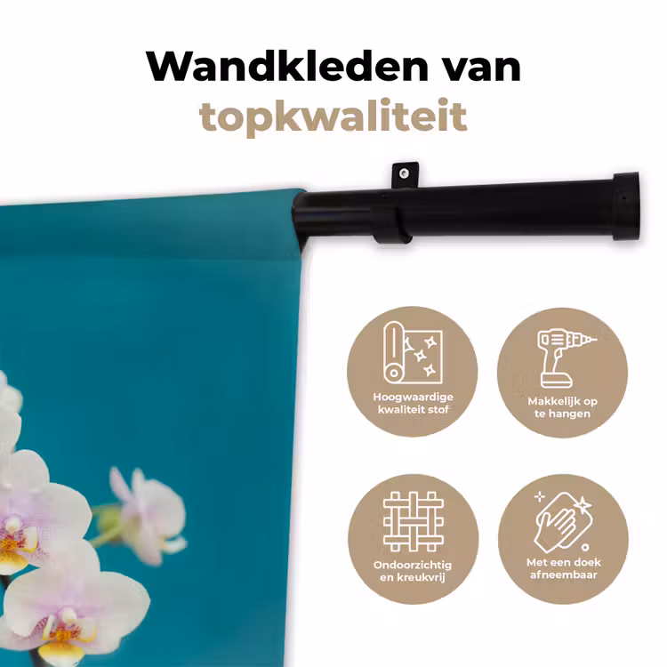 Wandkleed - Orchidee - Bloemen - Plant - Wit - Paars — 3