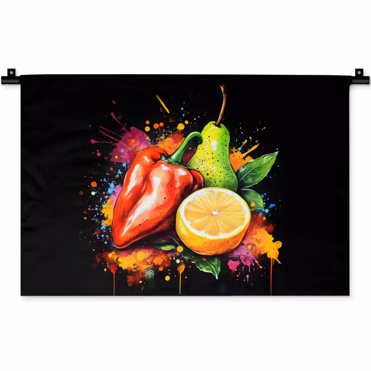 Wandkleed - Paprika - Peer - Citroen - Graffiti - Verf - Abstract — 1