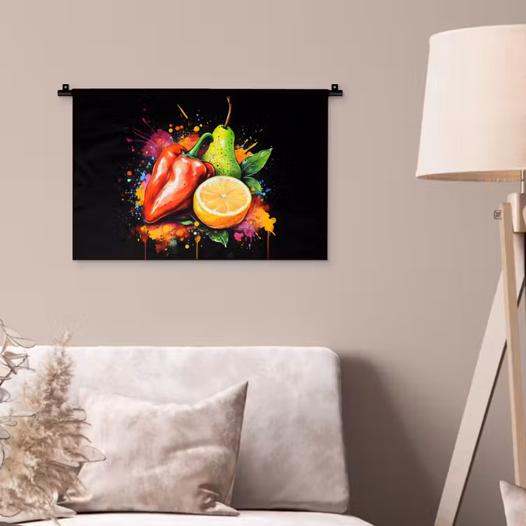 Wandkleed - Paprika - Peer - Citroen - Graffiti - Verf - Abstract — 2