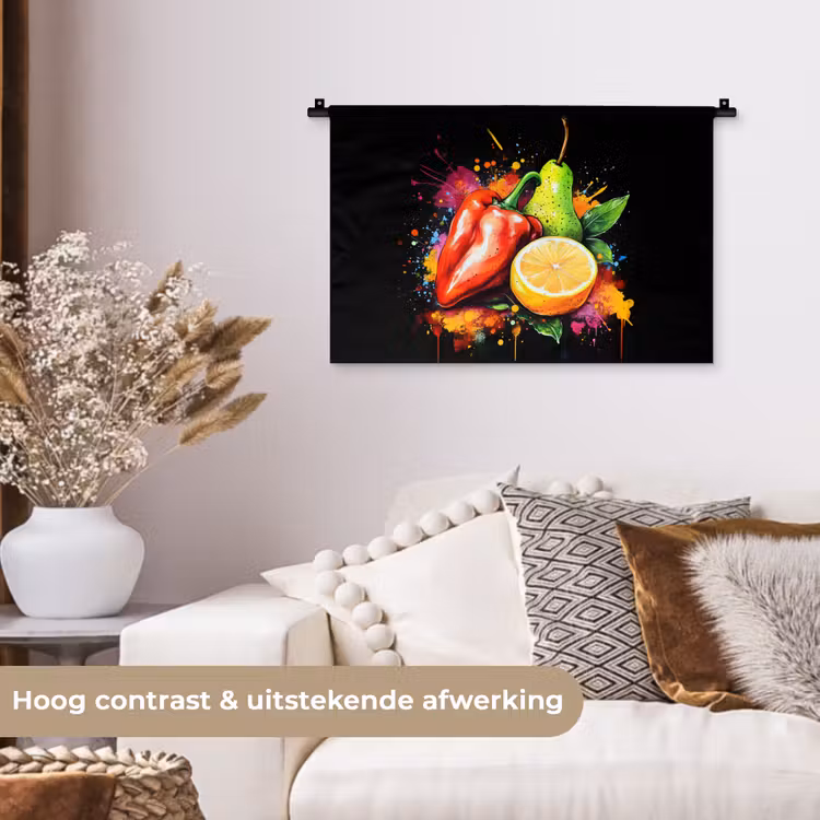 Wandkleed - Paprika - Peer - Citroen - Graffiti - Verf - Abstract — 4