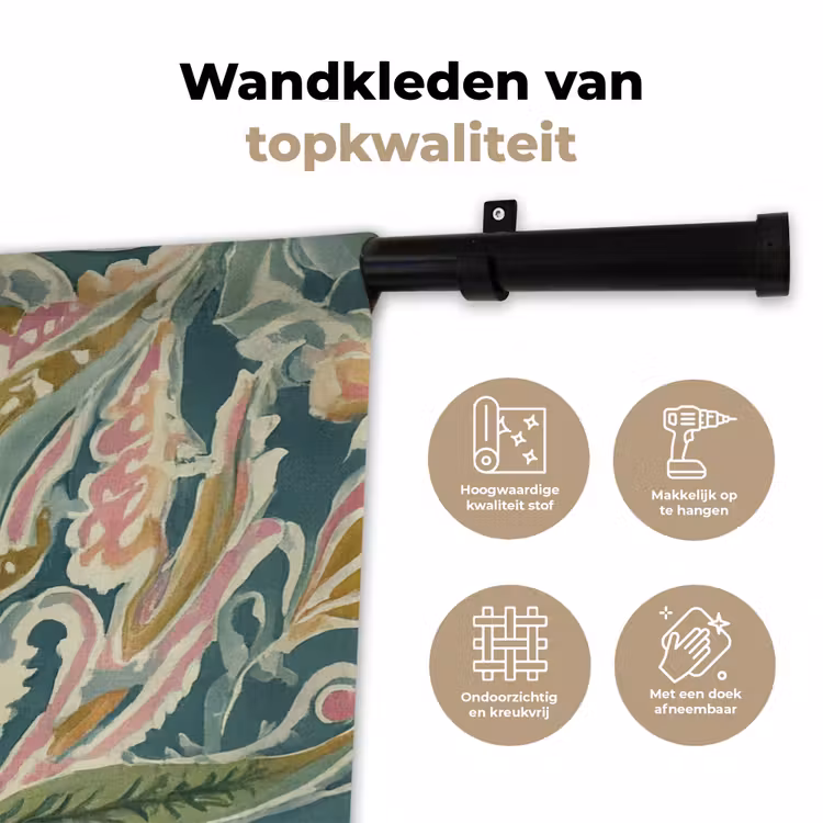 Wandkleed - Patroon - Kleurrijk - Sierlijk - Groen — 3