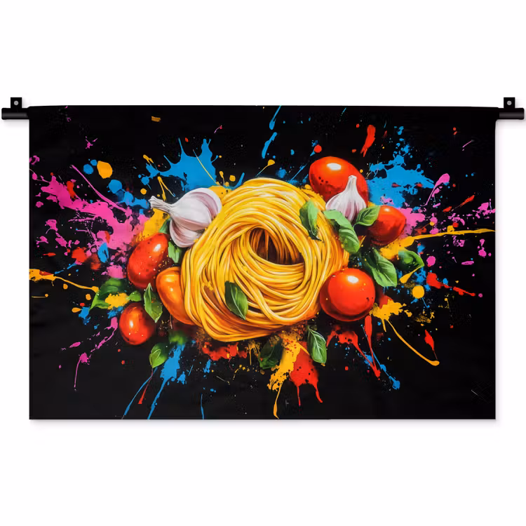 Wandkleed - Spaghetti - Graffiti - Verf - Kleurrijk - Eten - Modern — 1