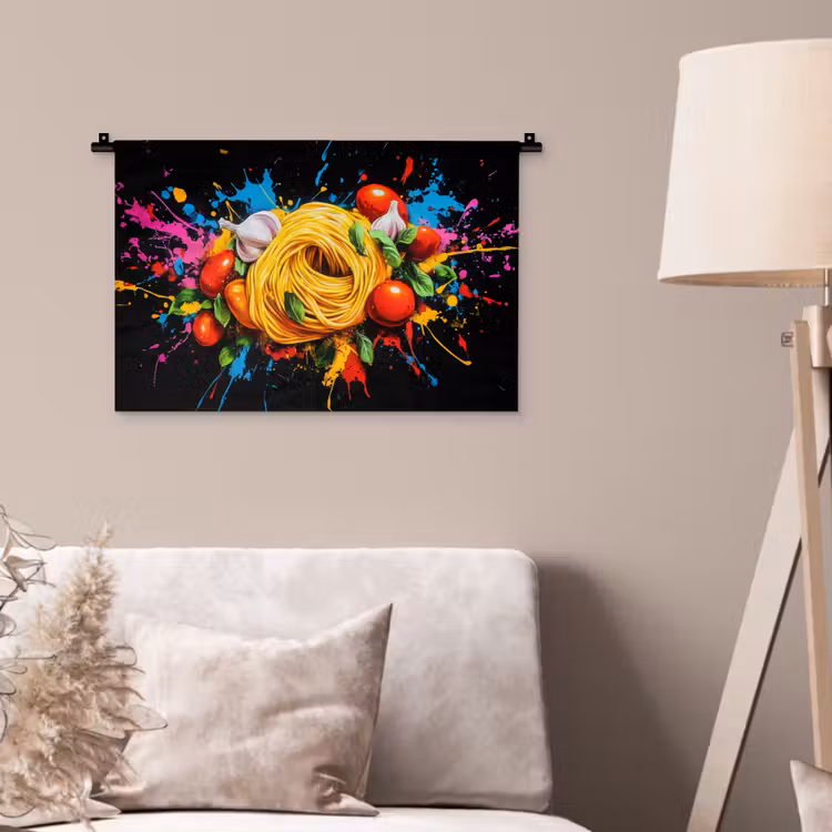 Wandkleed - Spaghetti - Graffiti - Verf - Kleurrijk - Eten - Modern — 2