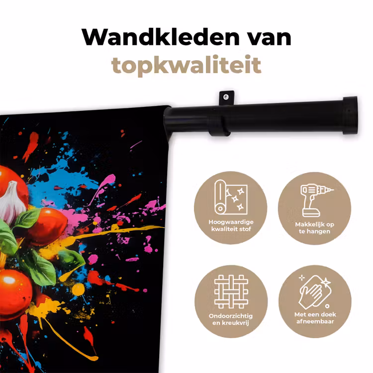 Wandkleed - Spaghetti - Graffiti - Verf - Kleurrijk - Eten - Modern — 3
