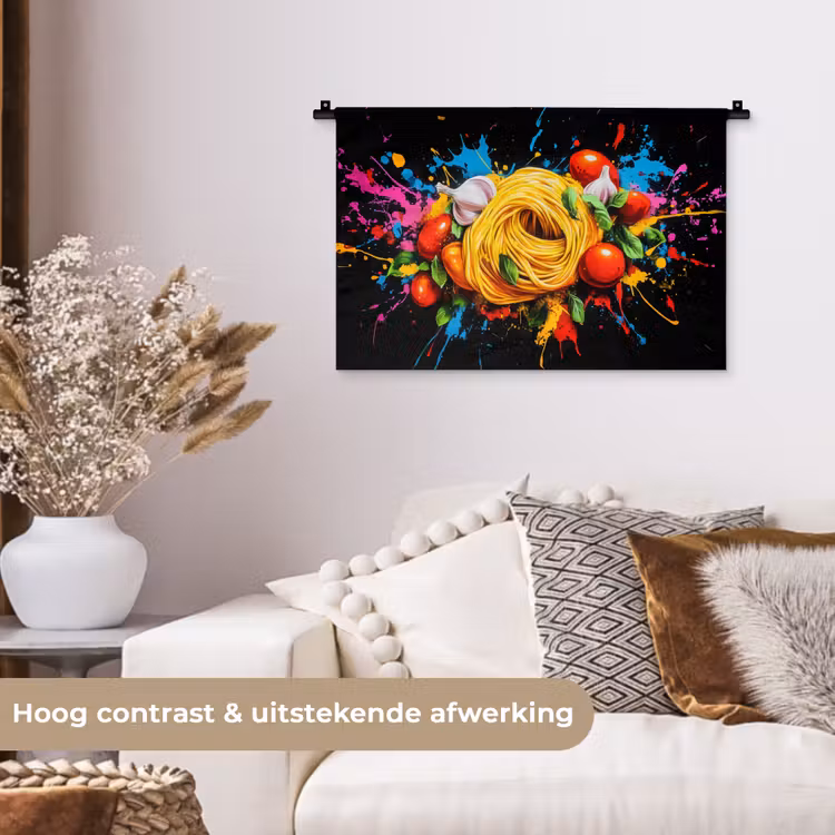 Wandkleed - Spaghetti - Graffiti - Verf - Kleurrijk - Eten - Modern — 4