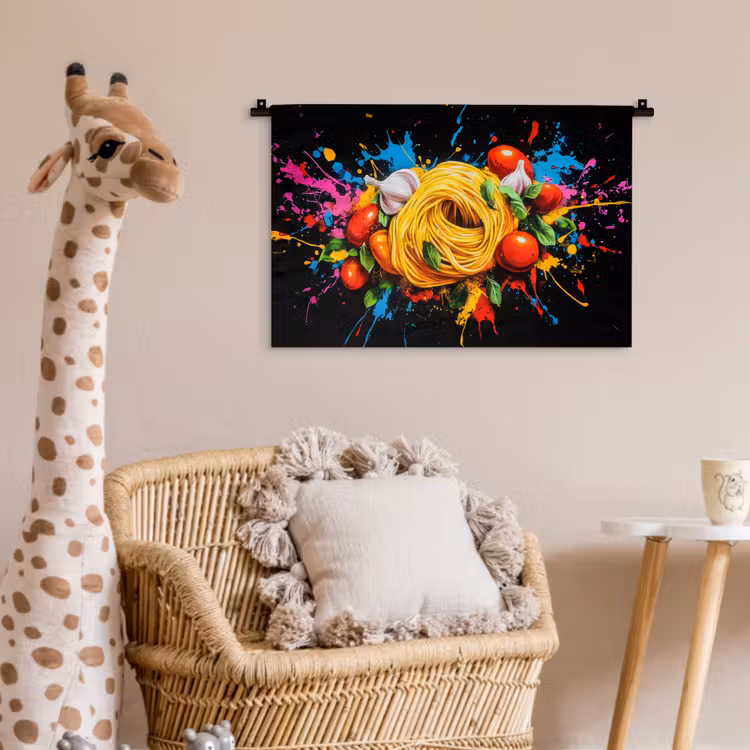 Wandkleed - Spaghetti - Graffiti - Verf - Kleurrijk - Eten - Modern — 5