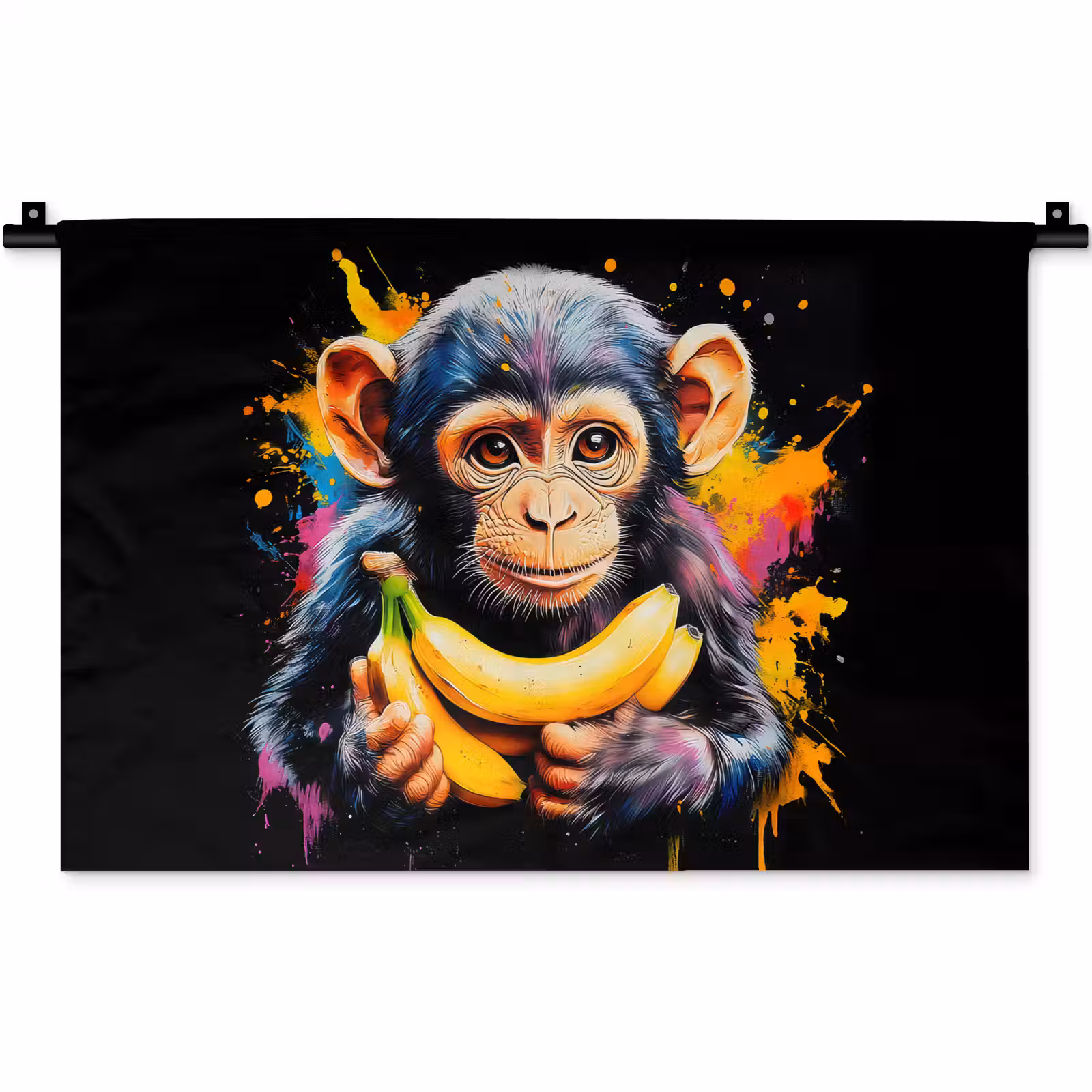 Wandkleed - Aap - Graffiti - Kleurrijk - Bananen - Modern — 1