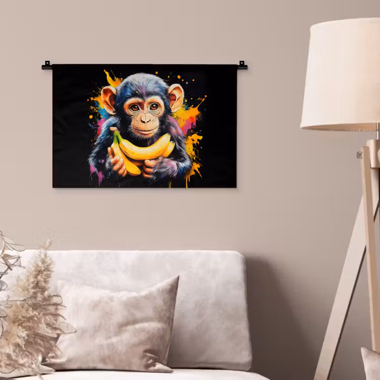 Wandkleed - Aap - Graffiti - Kleurrijk - Bananen - Modern — 2