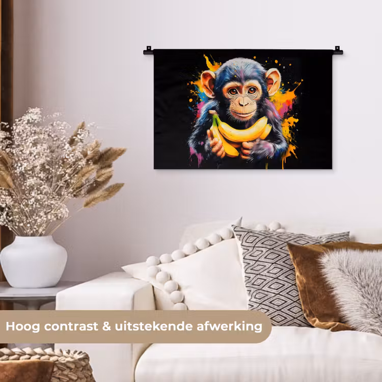 Wandkleed - Aap - Graffiti - Kleurrijk - Bananen - Modern — 4