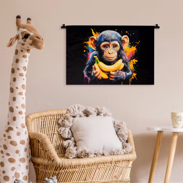 Wandkleed - Aap - Graffiti - Kleurrijk - Bananen - Modern — 5