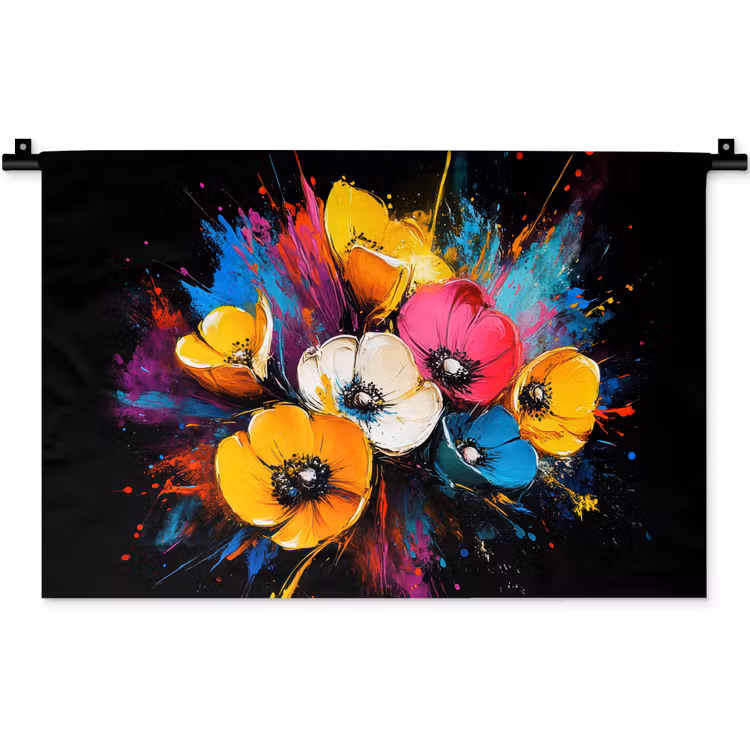 Wandkleed - Bloemen - Kleurrijk - Graffiti - Modern - Boeket — 1