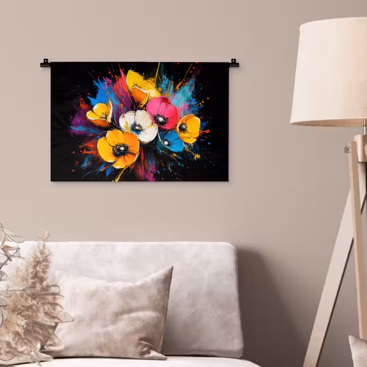 Wandkleed - Bloemen - Kleurrijk - Graffiti - Modern - Boeket — 2