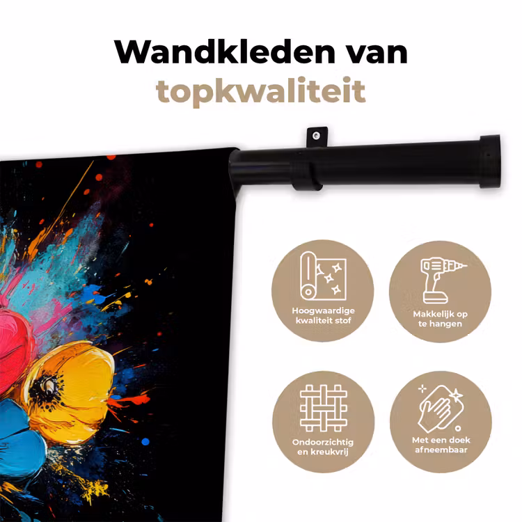 Wandkleed - Bloemen - Kleurrijk - Graffiti - Modern - Boeket — 3