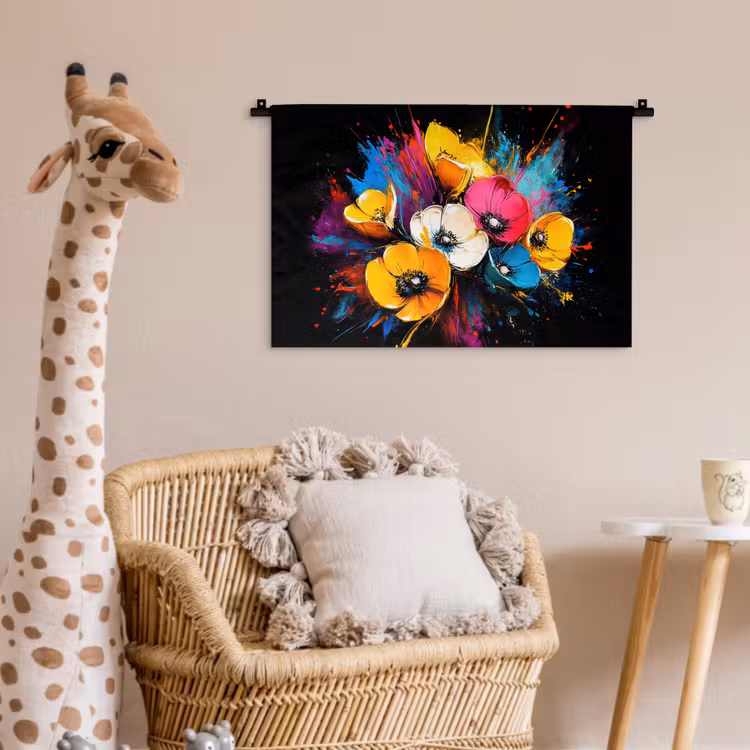 Wandkleed - Bloemen - Kleurrijk - Graffiti - Modern - Boeket — 5
