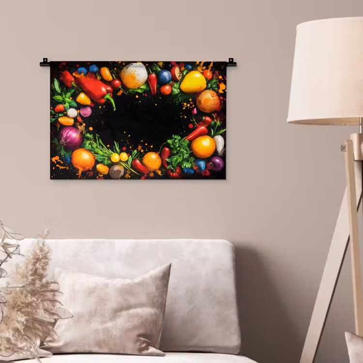 Wandkleed - Groente - Graffiti - Kleurrijk - Koken - Abstract — 2
