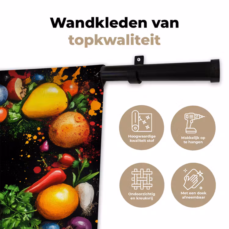 Wandkleed - Groente - Graffiti - Kleurrijk - Koken - Abstract — 3
