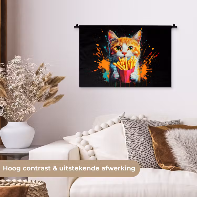 Wandkleed - Kat - Eten - Patat - Graffiti - Abstract — 4