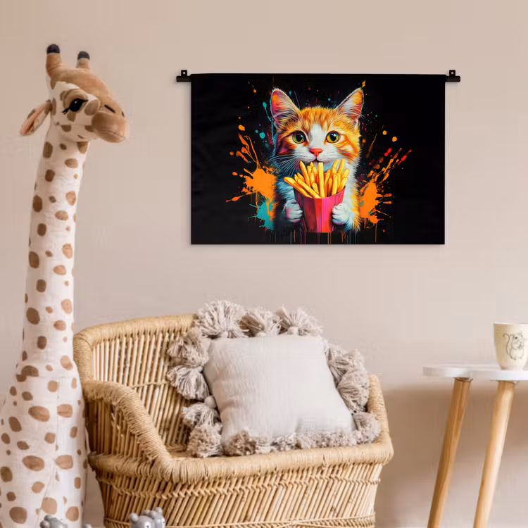 Wandkleed - Kat - Eten - Patat - Graffiti - Abstract — 5