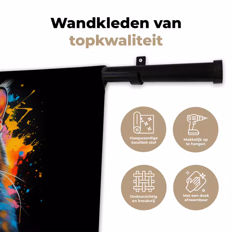 Wandkleed - Kat - Graffiti - Kleurrijk - Wafel - Eten — 3