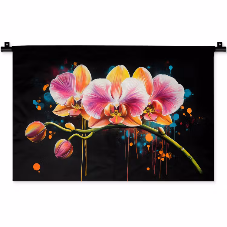 Wandkleed - Orchidee - Graffiti - Kleurrijk - Bloemen - Abstract — 1