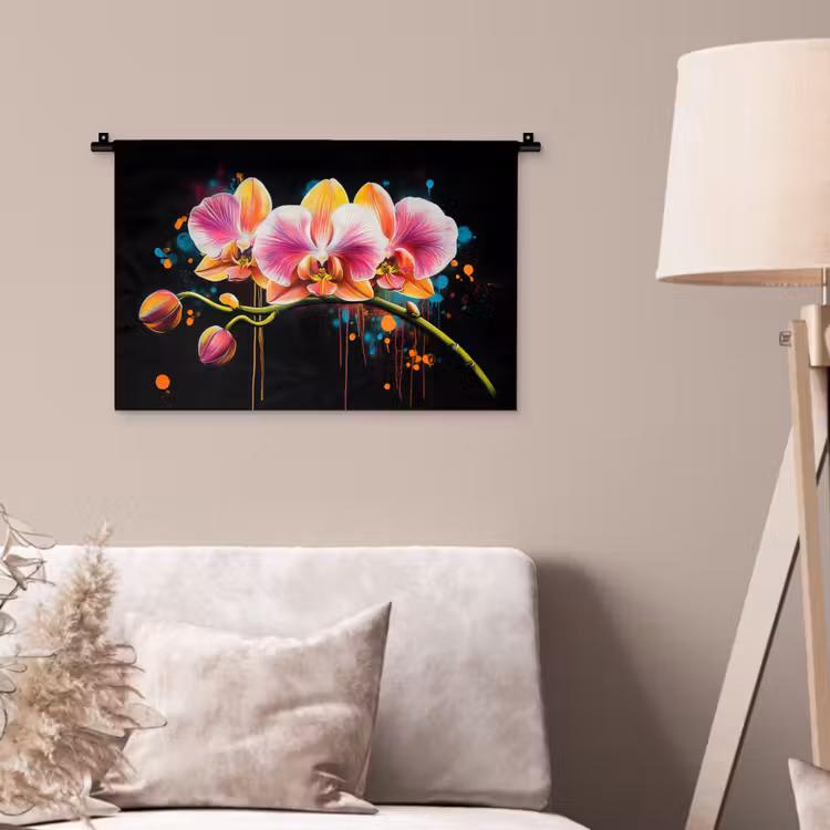 Wandkleed - Orchidee - Graffiti - Kleurrijk - Bloemen - Abstract — 2