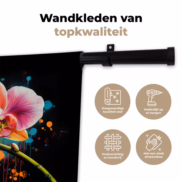 Wandkleed - Orchidee - Graffiti - Kleurrijk - Bloemen - Abstract — 3