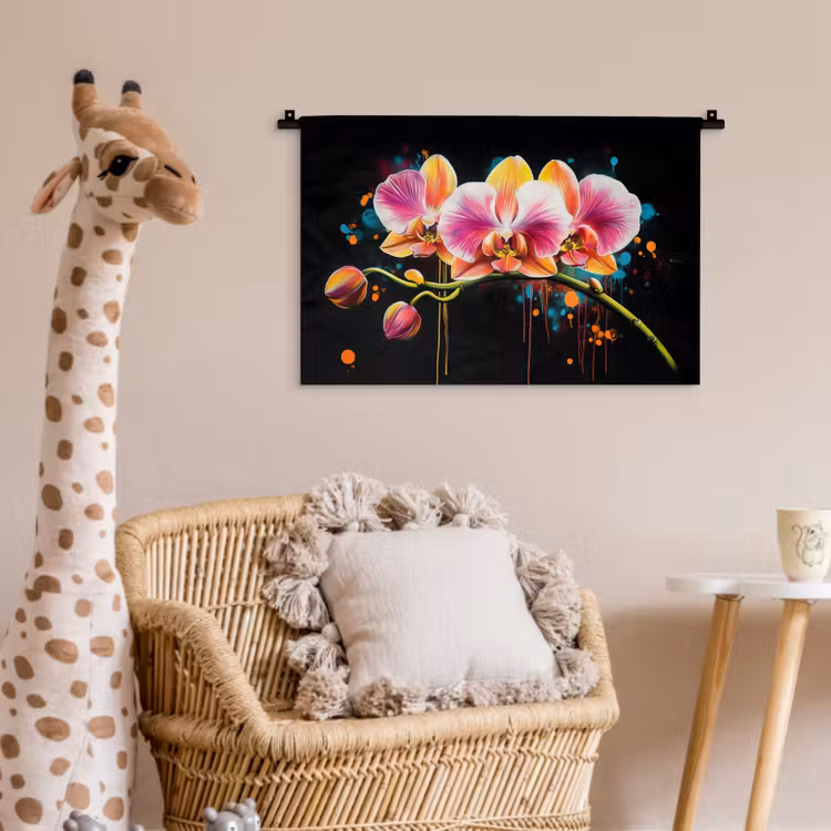 Wandkleed - Orchidee - Graffiti - Kleurrijk - Bloemen - Abstract — 5