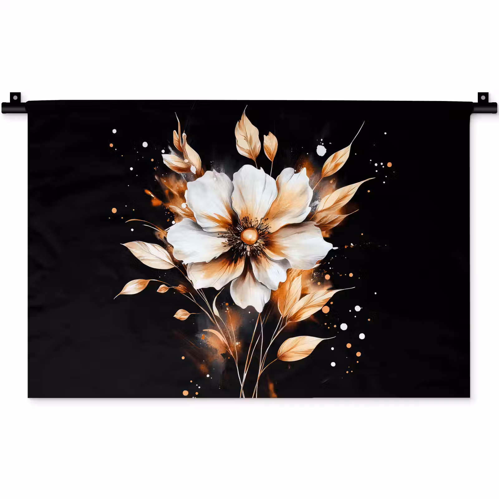 Wandkleed - Bloem - Verf - Goud - Graffiti - Modern — 1
