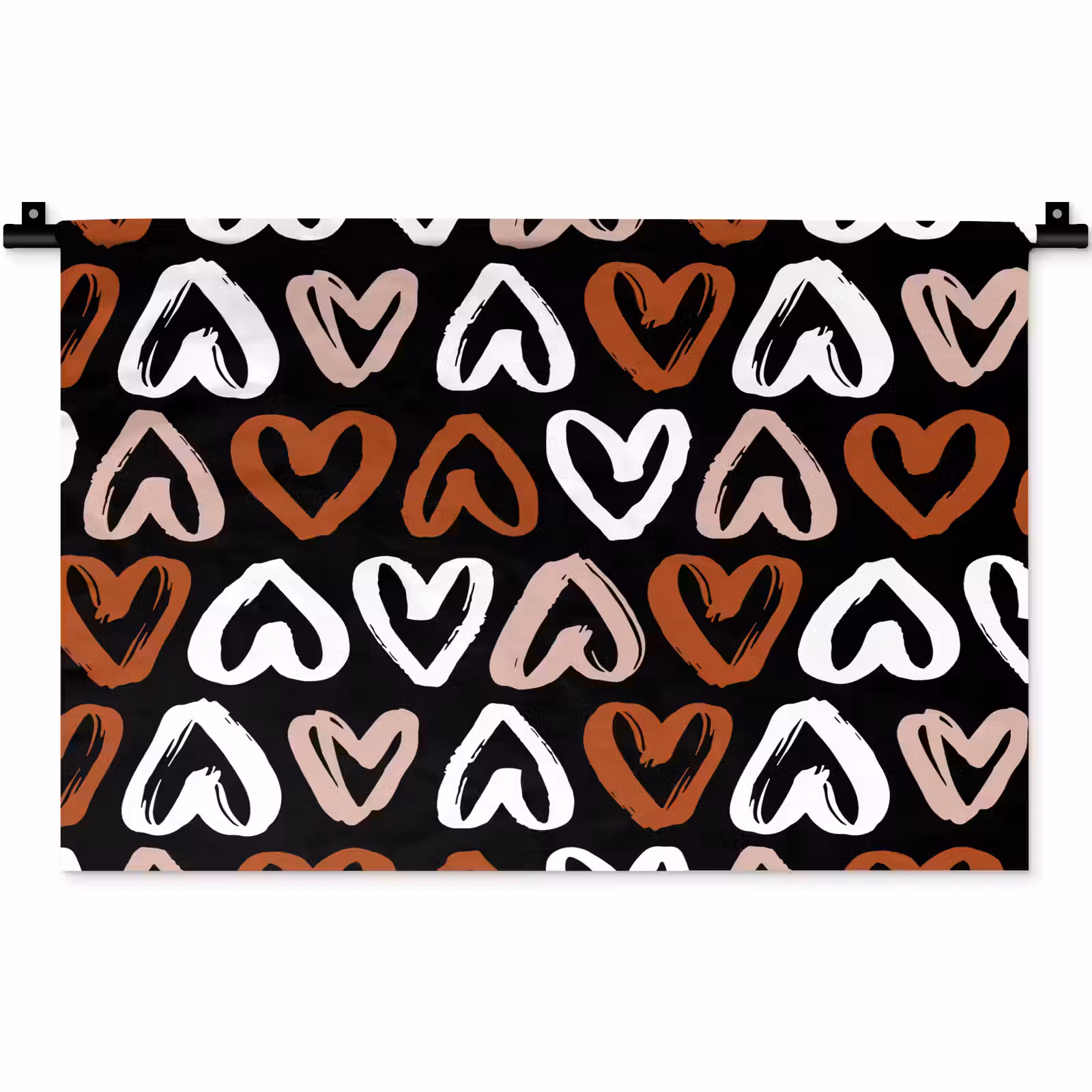 Wandkleed - Patroon - Zwart - Hart — 1