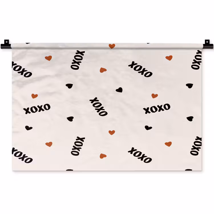 Wandkleed - Beige - Hartjes - Patroon — 1