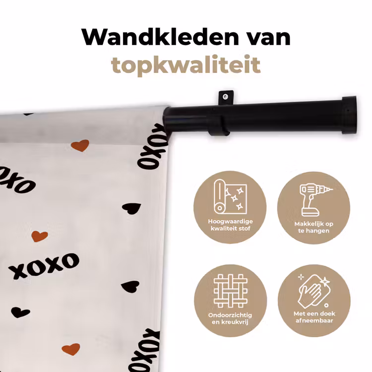 Wandkleed - Beige - Hartjes - Patroon — 3