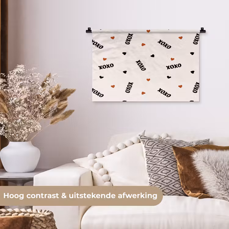 Wandkleed - Beige - Hartjes - Patroon — 4