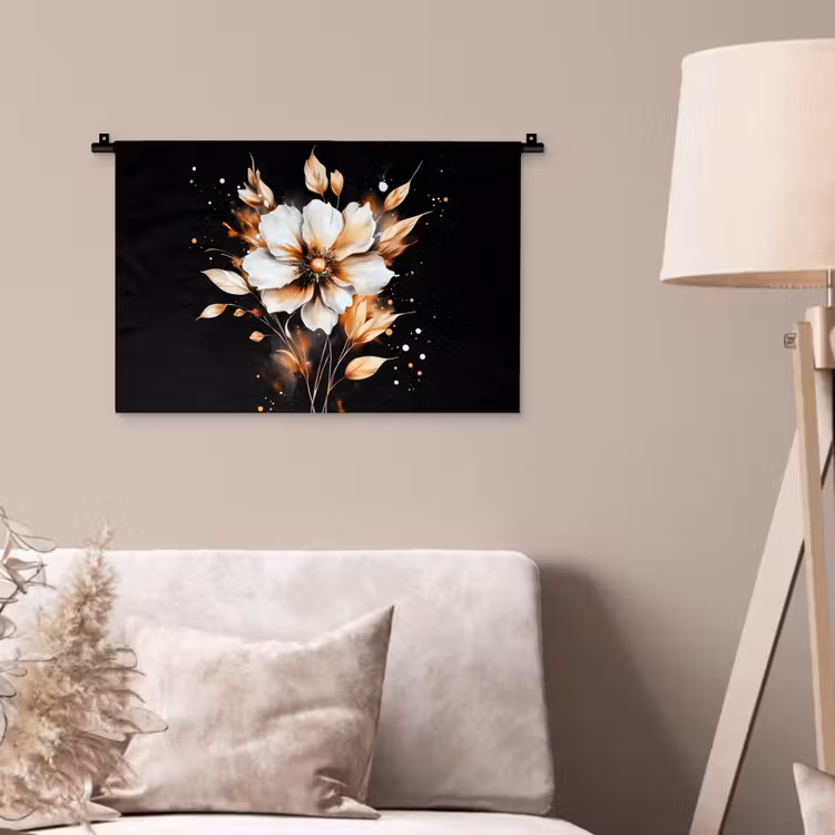 Wandkleed - Bloem - Verf - Goud - Graffiti - Modern — 2