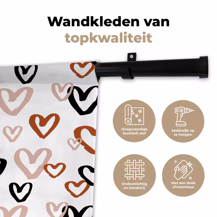 Wandkleed - Hart - Patroon - Terracotta — 3
