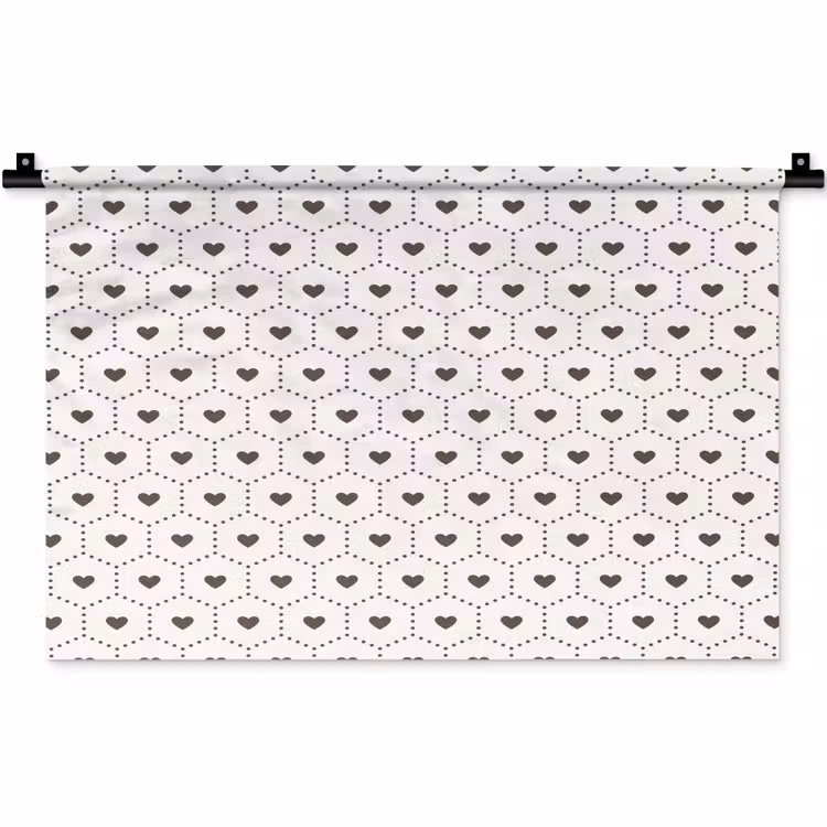 Wandkleed - Hexagon - Patroon - Hartjes - Beige — 1