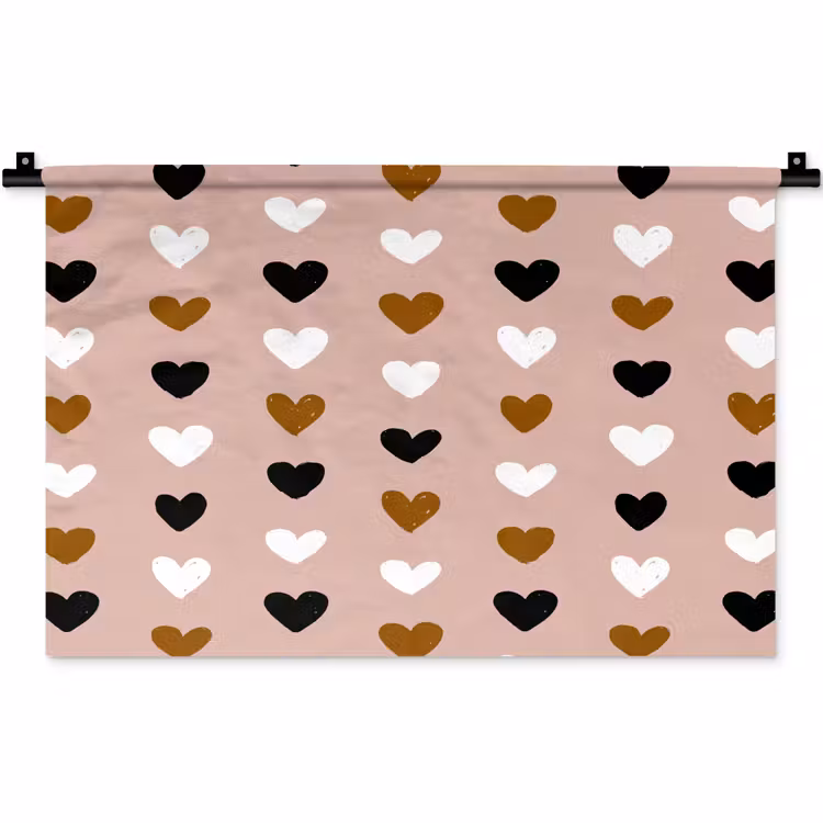 Wandkleed - Oudroze - Hartjes - Patroon — 1