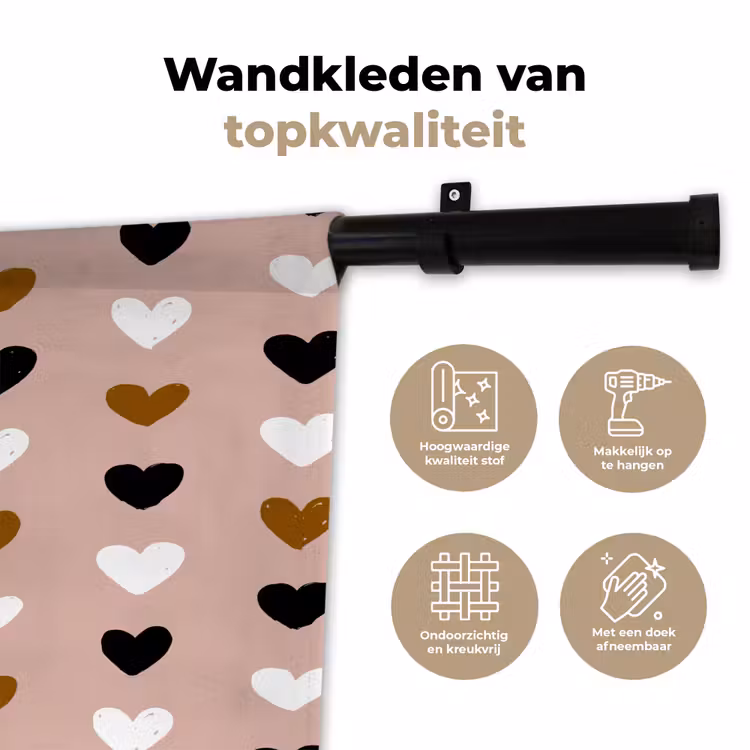 Wandkleed - Oudroze - Hartjes - Patroon — 3