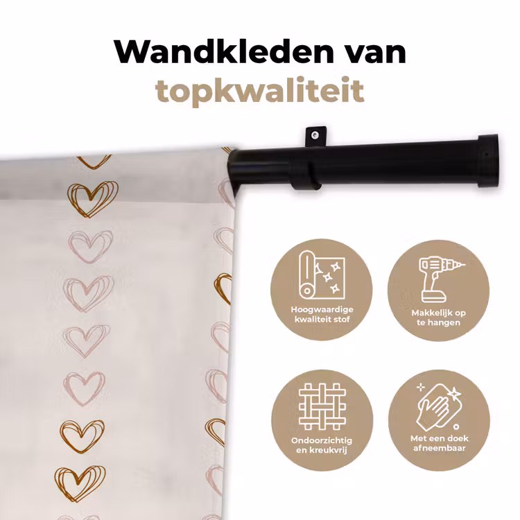Wandkleed - Patroon - Hartjes - Lichtroze — 3