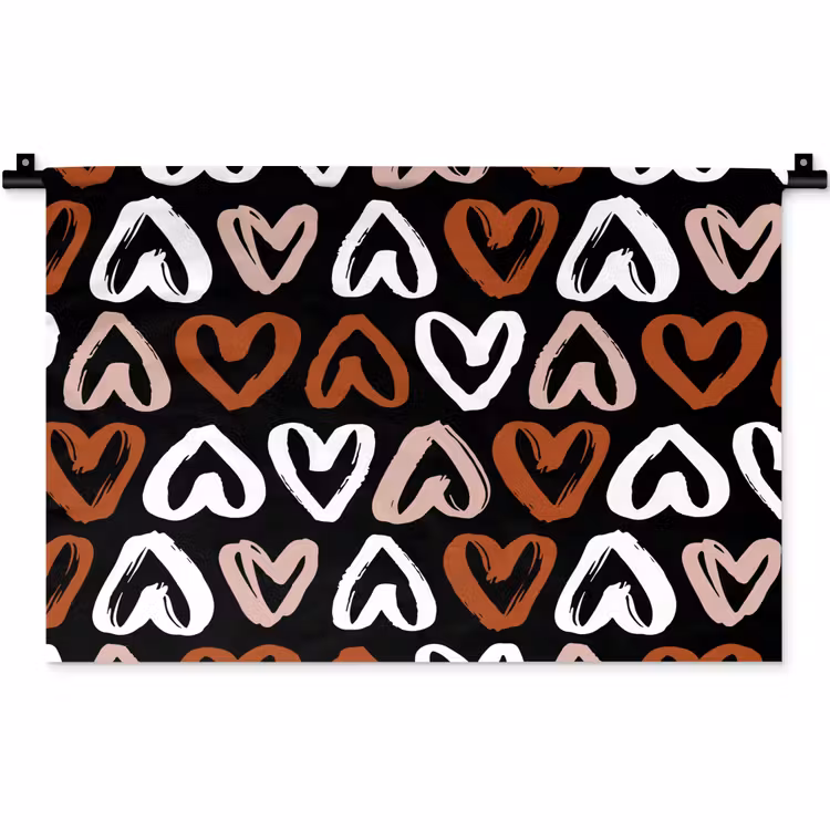 Wandkleed - Patroon - Zwart - Hart — 1