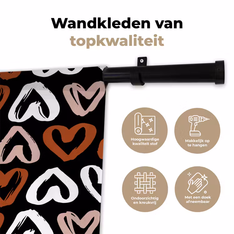 Wandkleed - Patroon - Zwart - Hart — 3