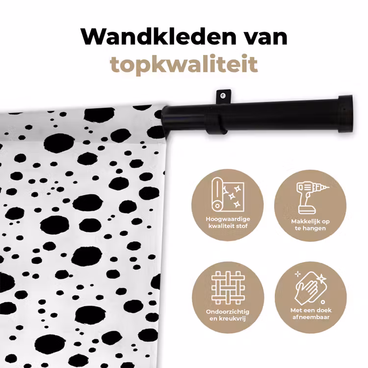 Wandkleed - Penseel - Stippen - Patroon - Zwart — 3
