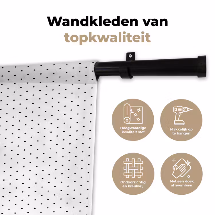 Wandkleed - Raster - Stippen - Wit - Zwart — 3