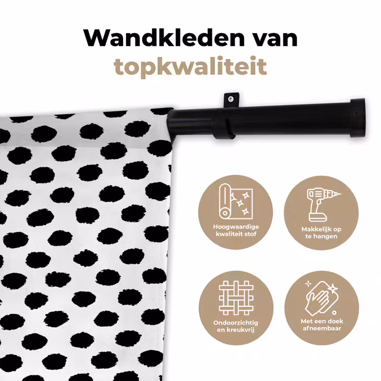 Wandkleed - Ruw - Stippen - Zwart — 3