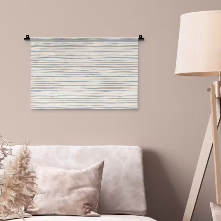 Wandkleed - Blauw - Strepen - Beige — 2