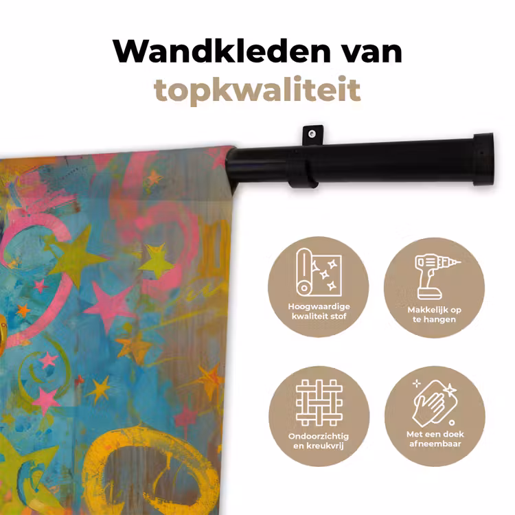 Wandkleed - Kleurrijk portret - Kroon - Sterren — 3