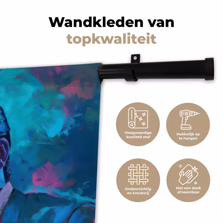 Wandkleed - Portret - Sigaret - Kleurrijk - Bril — 3
