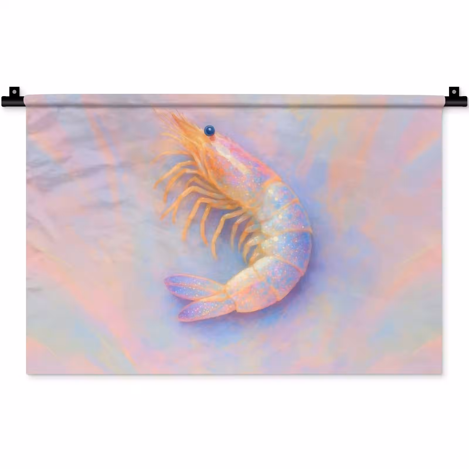 Wandkleed - Garnaal - Subtiele structuur - Blauw - Roze — 1
