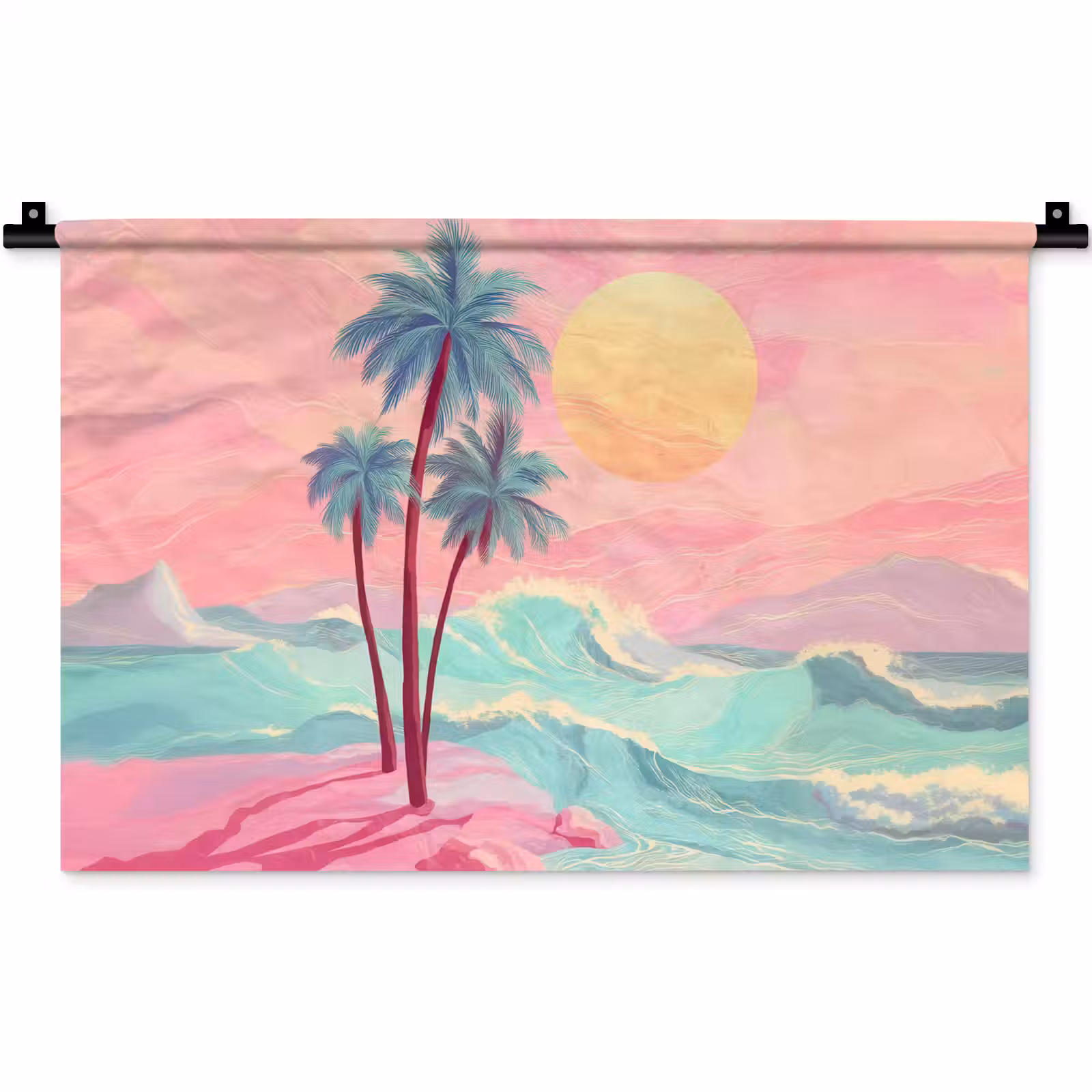 Wandkleed - Palmbomen - Golven - Zee — 1